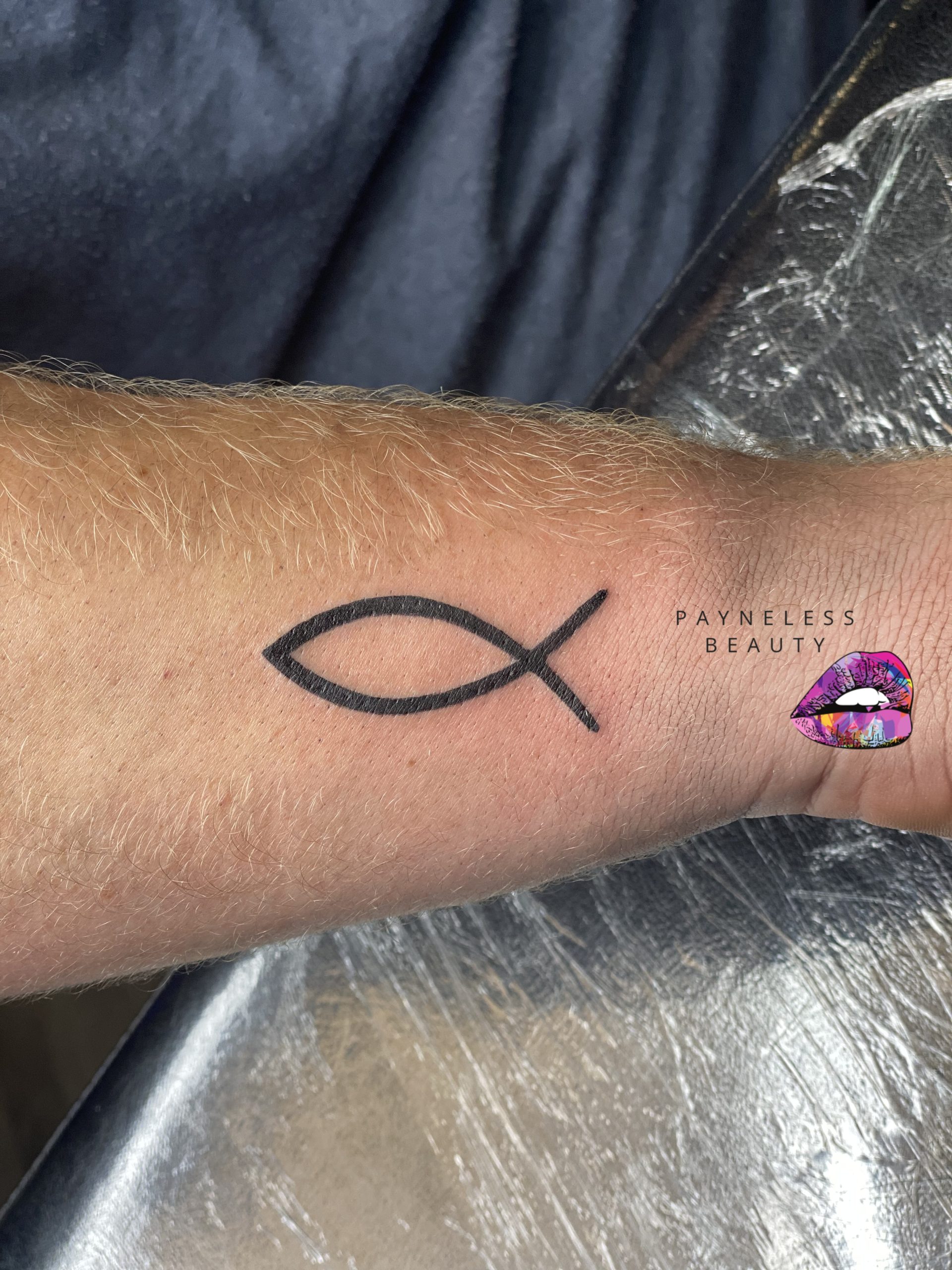 Tattoo uploaded by Nik Firestarter • Some Jesus fish from March 2018.  http://nikkifirestarter.com #tattoos #bodyart #bodymods #blacktattoos  #graphictattoos #religioustattoos #fish #jesus • Tattoodo